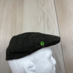 Hats of Ireland Mens Green Donegal Tweed Wool Lined Classic Irish Flat Hat Cap